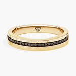 Men's Black Natural Diamond Pavé Edge Wedding Ring YG