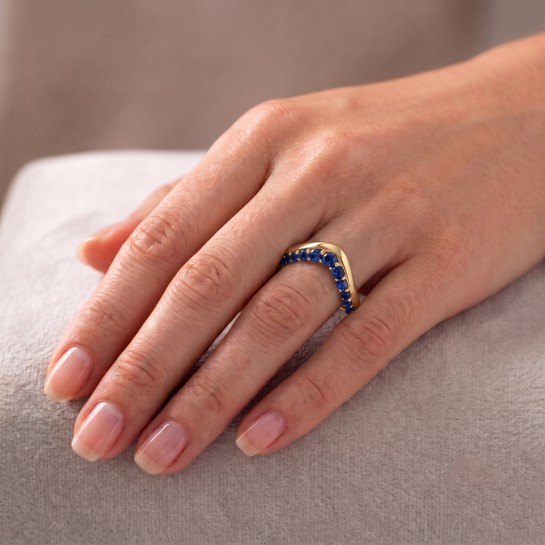 Natural Blue Sapphire Invisible Halo Eternity Band