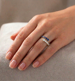 Round Cut Natural Blue Sapphire and Diamond Wrap Ring lifestyle YG
