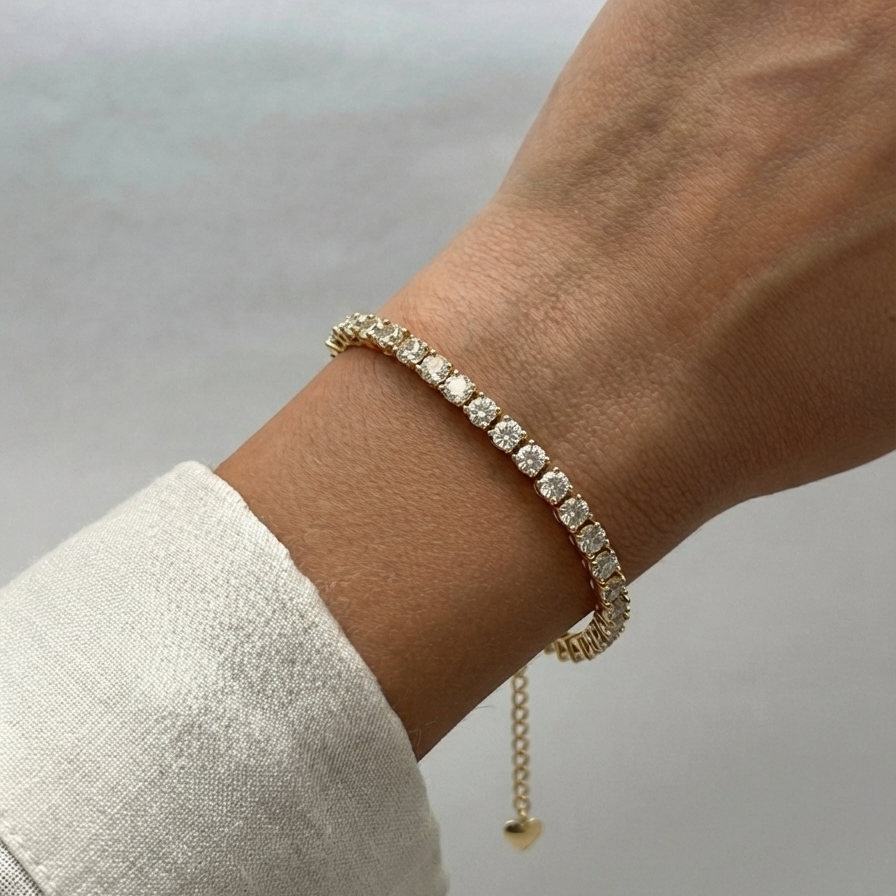 Everyday Dainty Natural Diamond Tennis Bracelet G Color VS2 Clarity .65CT T.W 14K Solid Gold