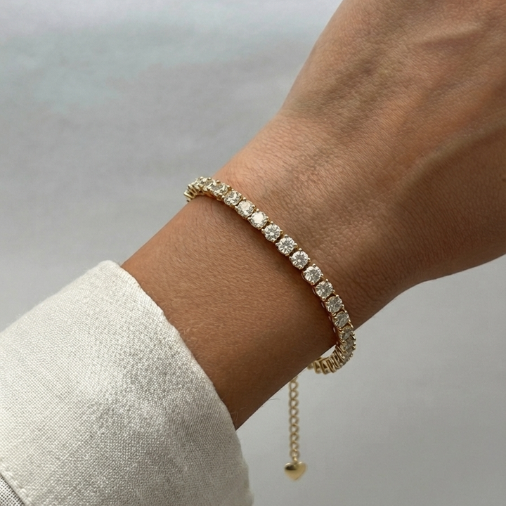 Everyday Dainty Natural Diamond Tennis Bracelet G Color VS2 Clarity .65CT T.W 14K Solid Gold