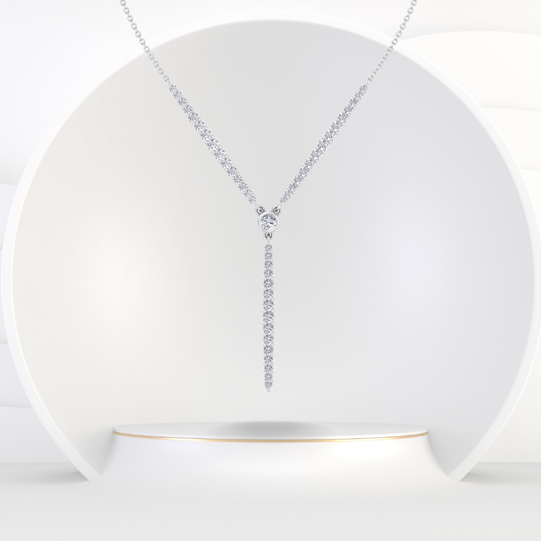Natural Eternity Style Diamond Lariat  Necklace