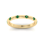 Natural Green Emerald Promise Band-0.65CT-18K-Yellow Gold