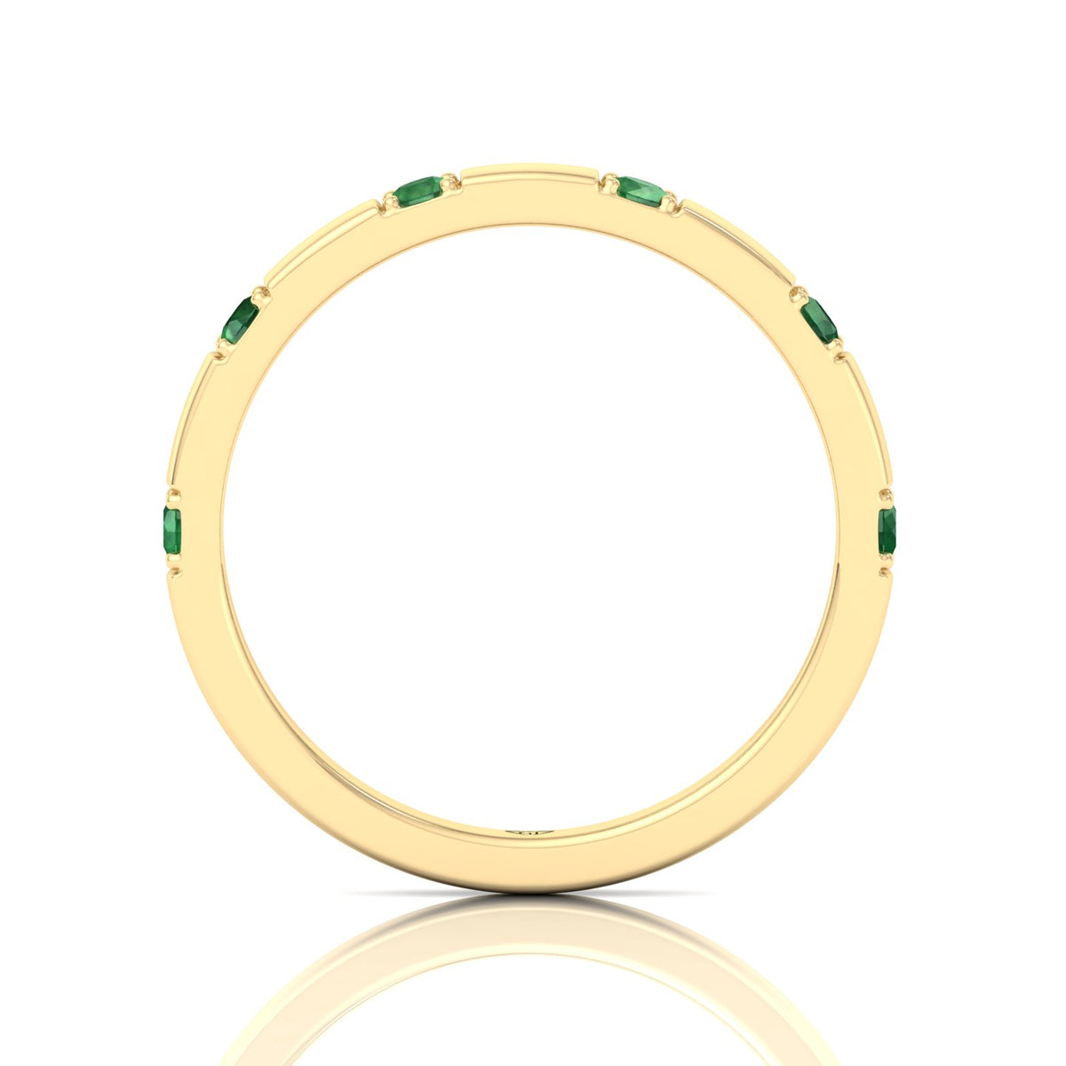 Natural Green Emerald Promise Band-0.65CT-14K-Yellow Gold