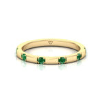 Natural Green Emerald Promise Band-Bar Setting-0.65CT-14K-18K-Yellow Gold