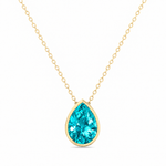 Pear Shape Bezel Set Natural Paraiba Tourmaline Pendant Yellow Gold 18K