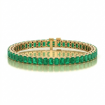 15CT Emerald Cut Natural Green Emerald Tennis Bracelet Yellow Gold 