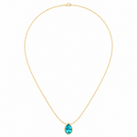 Pear Shape Bezel Set Natural Paraiba Tourmaline Pendant Yellow Gold 14K
