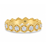Honeycomb Round Cut Natural Diamond Eternity Band yellow 2