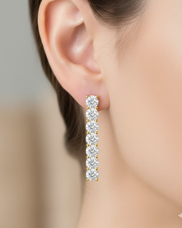 Round Cut Natural Diamond Tennis Earrings