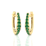 Natural Green Emerald Graduated Round Shape Huggie Hoop Earrings  YG 2