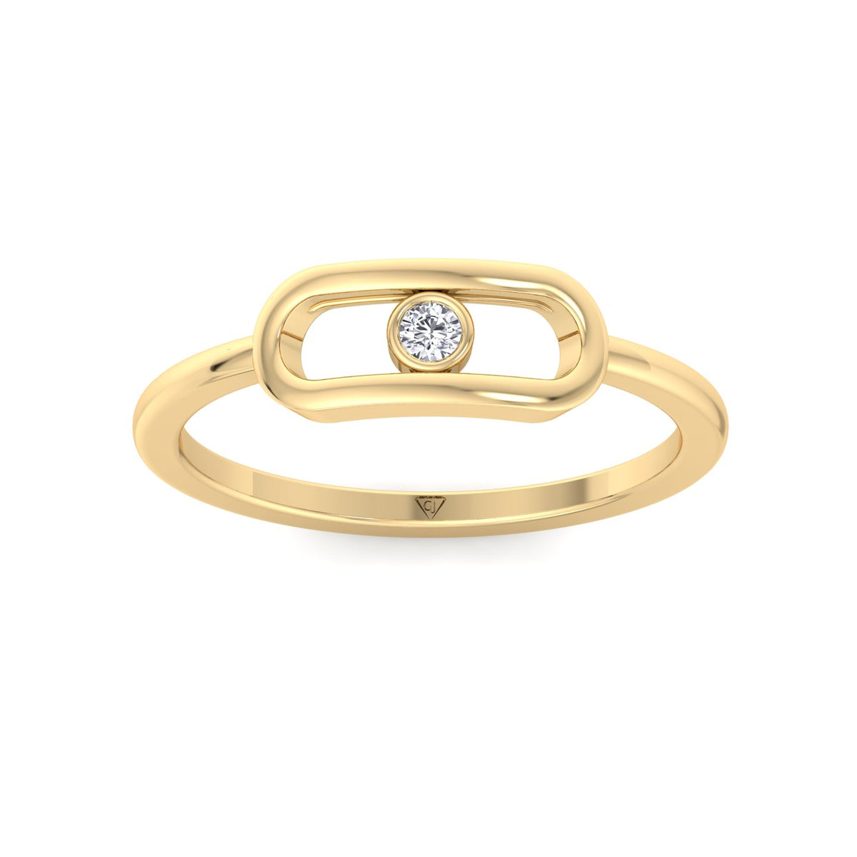 Bria - Fashion Diamond Gold Ring with Single Bezel Stone - Gem Jewelers Co