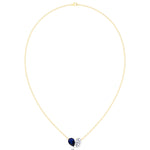 Natural Pear Shape Sapphire and Oval Diamond Pendant Yellow Gold 