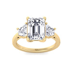Paolina - 3 Stone Emerald & Trapezoid Diamond Engagement Ring - Gem Jewelers Co