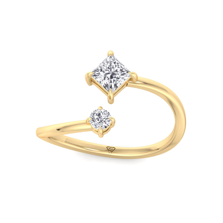Ora - Princess & Round Cut Diamond Stackable Ring - Gem Jewelers Co