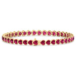 East to West Heart Shape Bezel Set Natural Red Ruby Tennis Bracelet Yellow Gold 14K 18K
