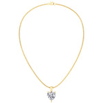 Heart Shape Natural Diamond Necklace Pendant on Luxe Omega Chain - 14K- Yellow Gold- 1CT- 2CT-- GJ