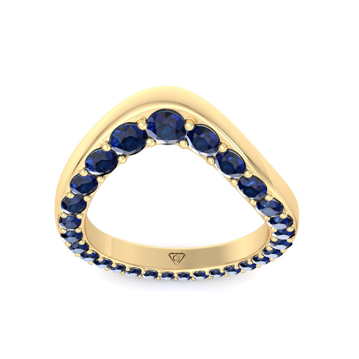 Natural Blue Sapphire Invisible Halo Eternity Band Yellow Gold 14K 18K
