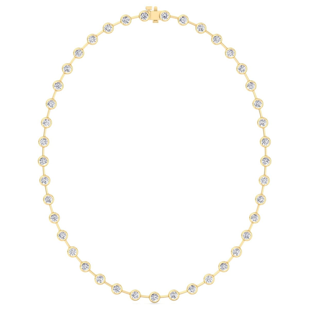 Bezel Set Round Natural Diamond Bar Necklace Yellow Gold 14K 18K