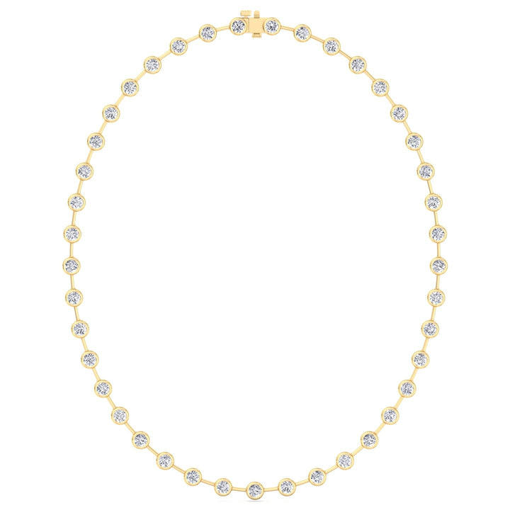 Bezel Set Round Natural Diamond Bar Necklace Yellow Gold 14K 18K