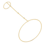 Bezel Set Round Shape Natural Diamond Hand Ring Chain Yellow Gold 14K 