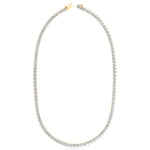 Double Setting Natural Diamond Tennis Necklace (3-Prong & 4-Prong) in 14K Solid Gold Yellow single latch clasp