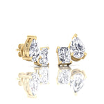 Radiant and Pear Shape-- Toi Et Moi Natural Diamond Studs-14K-18K-0.5CT-1CT-2CT- Yellow Gold