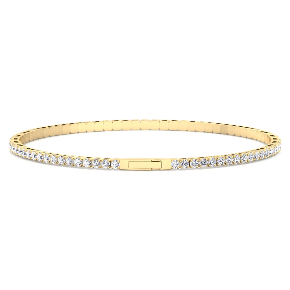 Flexible Natural Diamond Full Bangle in  14k yellow Gold 4ct