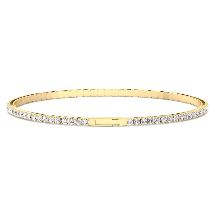 Flexible Natural Diamond Full Bangle in  14k yellow Gold 4ct