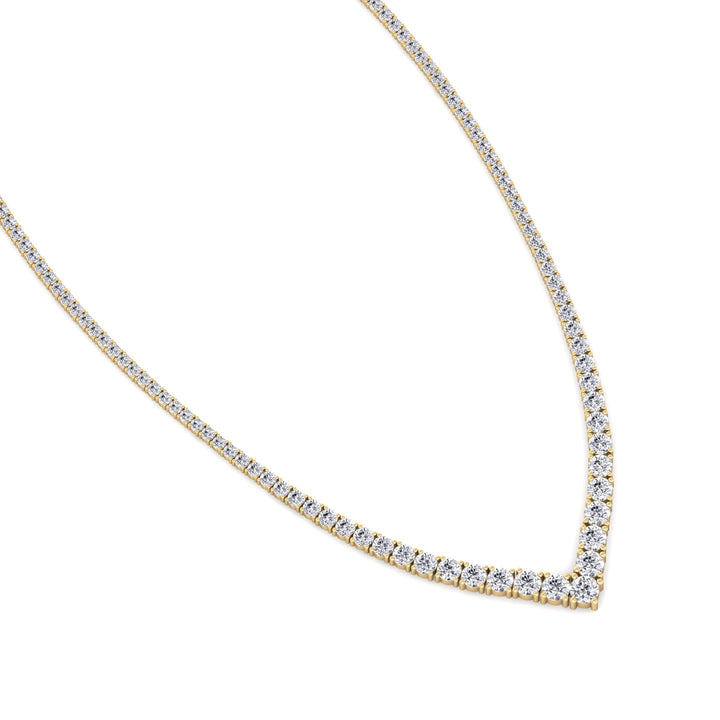 Natural Diamond V Style Chevron Tennis Necklace 18K Solid Gold