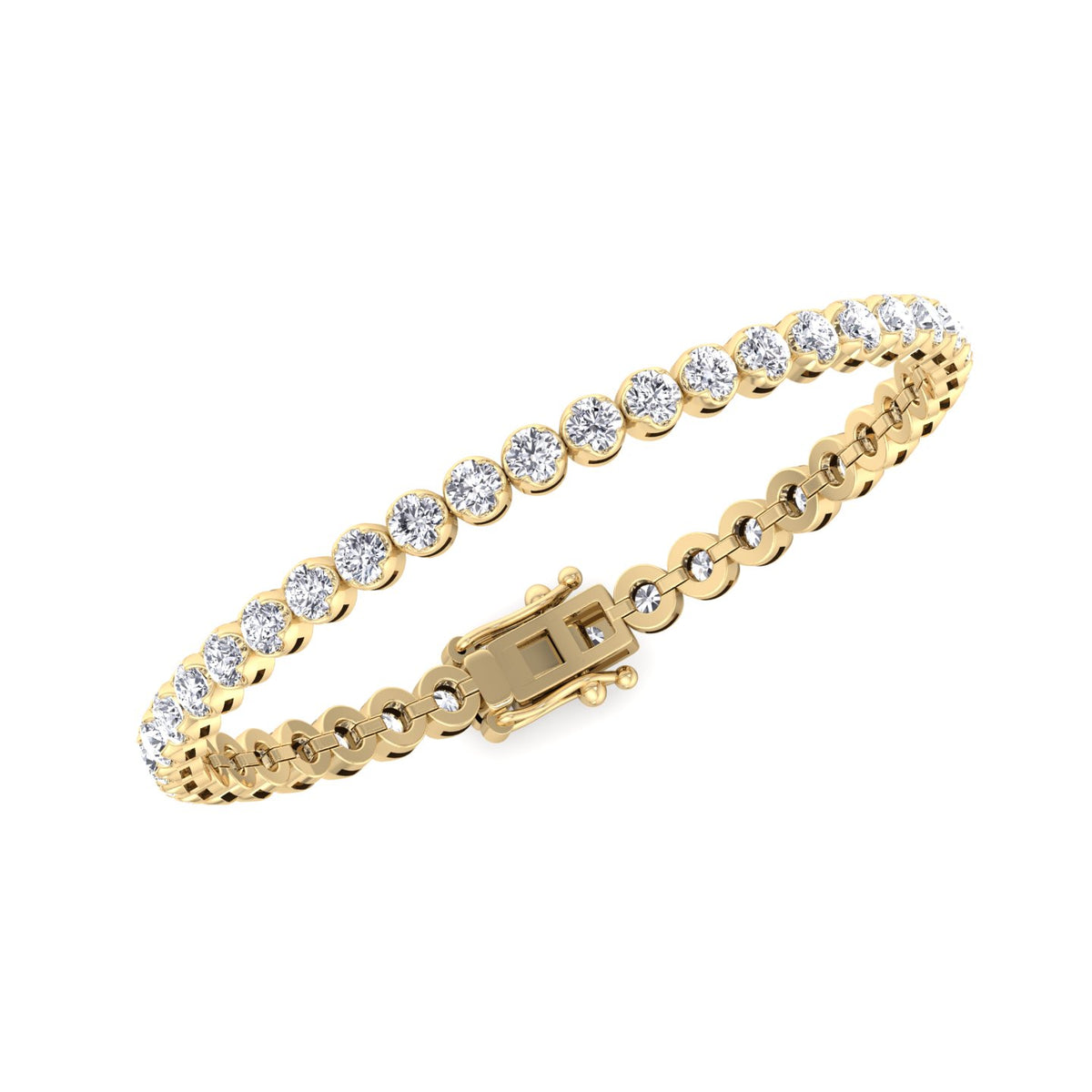14K Yellow gold crown prong diamond tennis bracelet