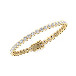 14K Yellow gold crown prong diamond tennis bracelet