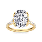 Augusta - Elongated Cushion Shape Double Claw Diamond Engagement Ring with Pave Band - Gem Jewelers Co