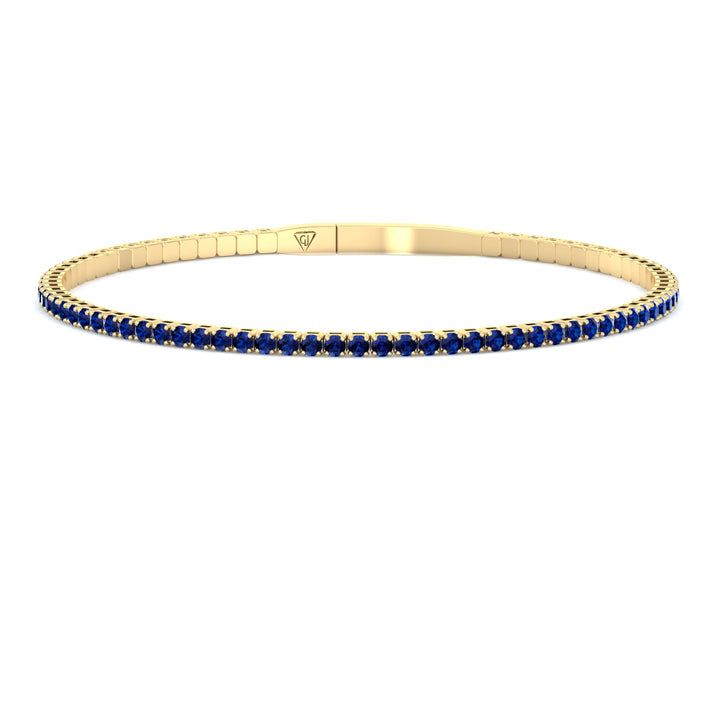 Aurora - Flexible Natural Blue Sapphire Bangle in 14K Solid Gold - Gem Jewelers Co