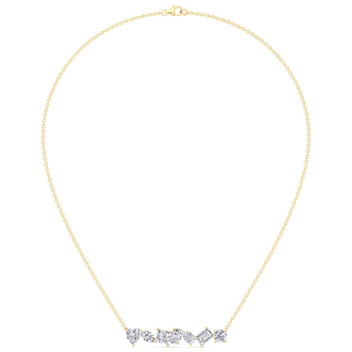 Multi Shape Natural Diamond Bar Pendant Yellow Gold 14K 18K