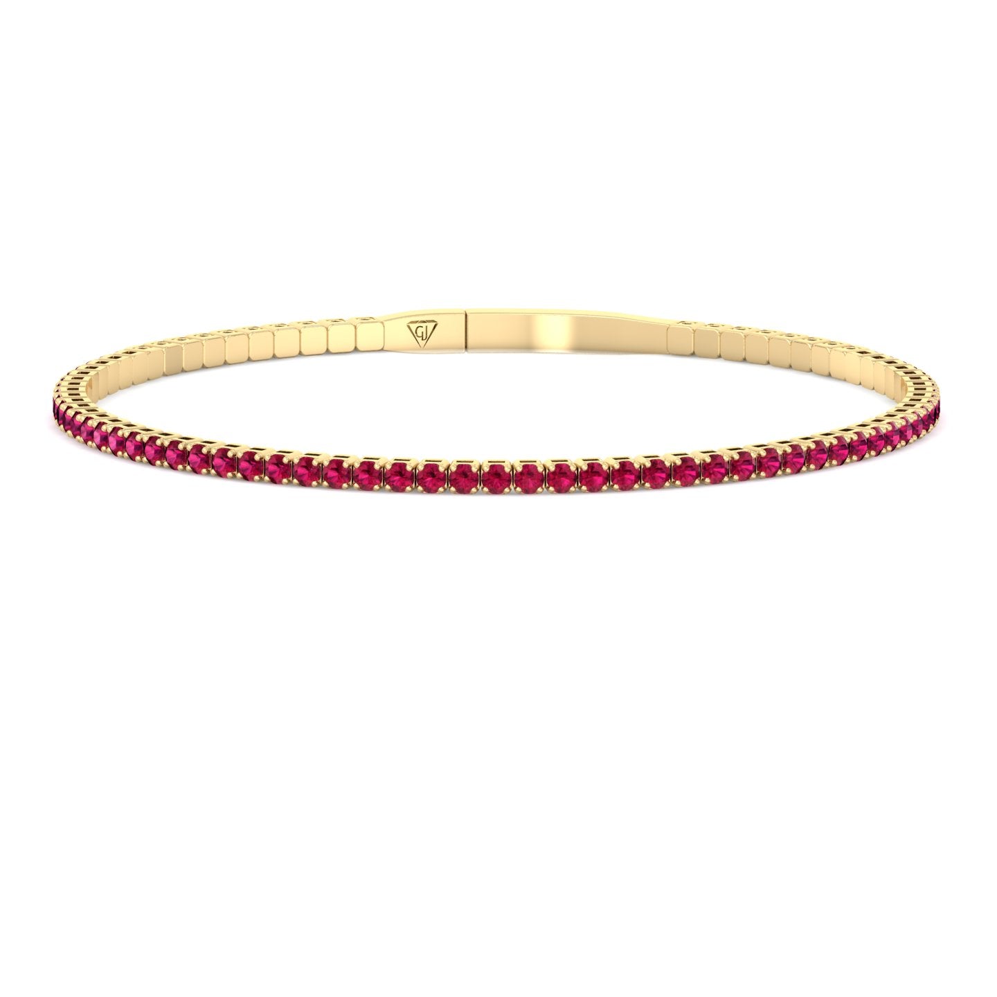 Rossa - Flexible Natural Red Ruby Bangle in 14K Yellow Gold - Gem Jewelers Co