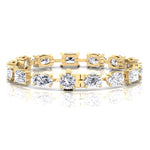 Mixed Shape Natural Diamond Tennis Bracelet Yellow Gold 14K 18K