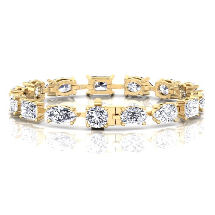 Mixed Shape Natural Diamond Tennis Bracelet Yellow Gold 14K 18K