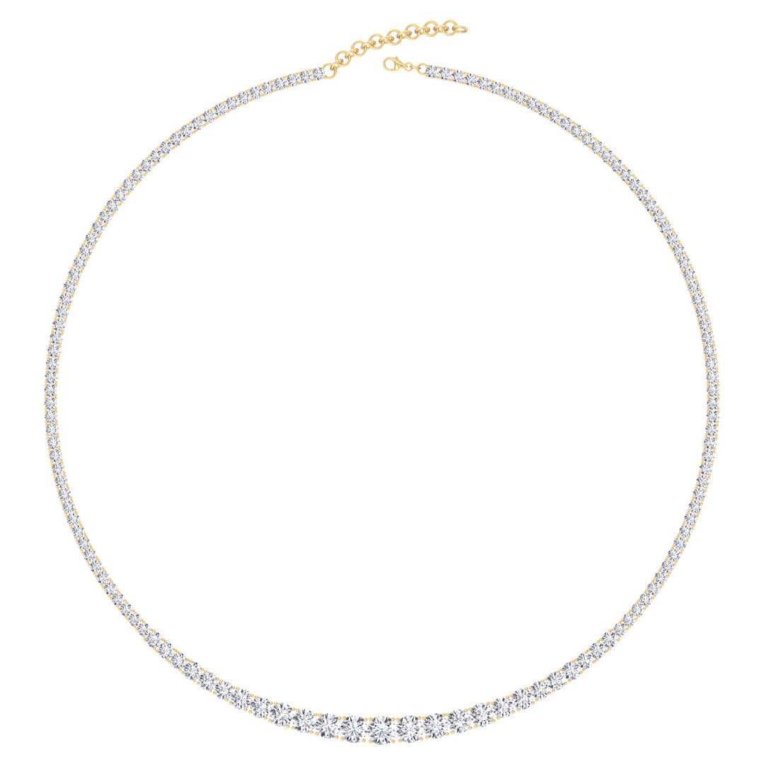 Adjustable 4-Prong Graduated Natural Diamond Tennis Necklace Yellow Gold 14K 18K
