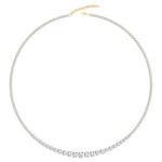 Adjustable 4-Prong Graduated Natural Diamond Tennis Necklace Yellow Gold 14K 18K