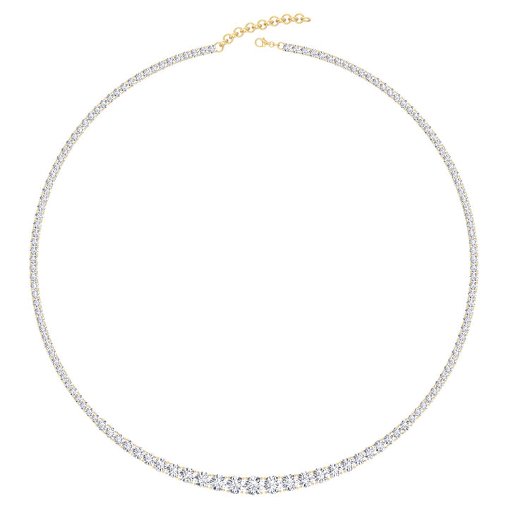 Adjustable 4-Prong Graduated Natural Diamond Tennis Necklace Yellow Gold 14K 18K