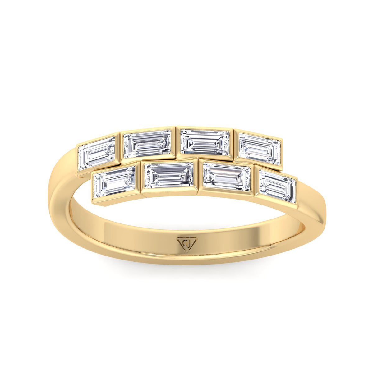 Giselli - Baguette Shape Bezel Setting Diamond Wrap Ring - Gem Jewelers Co