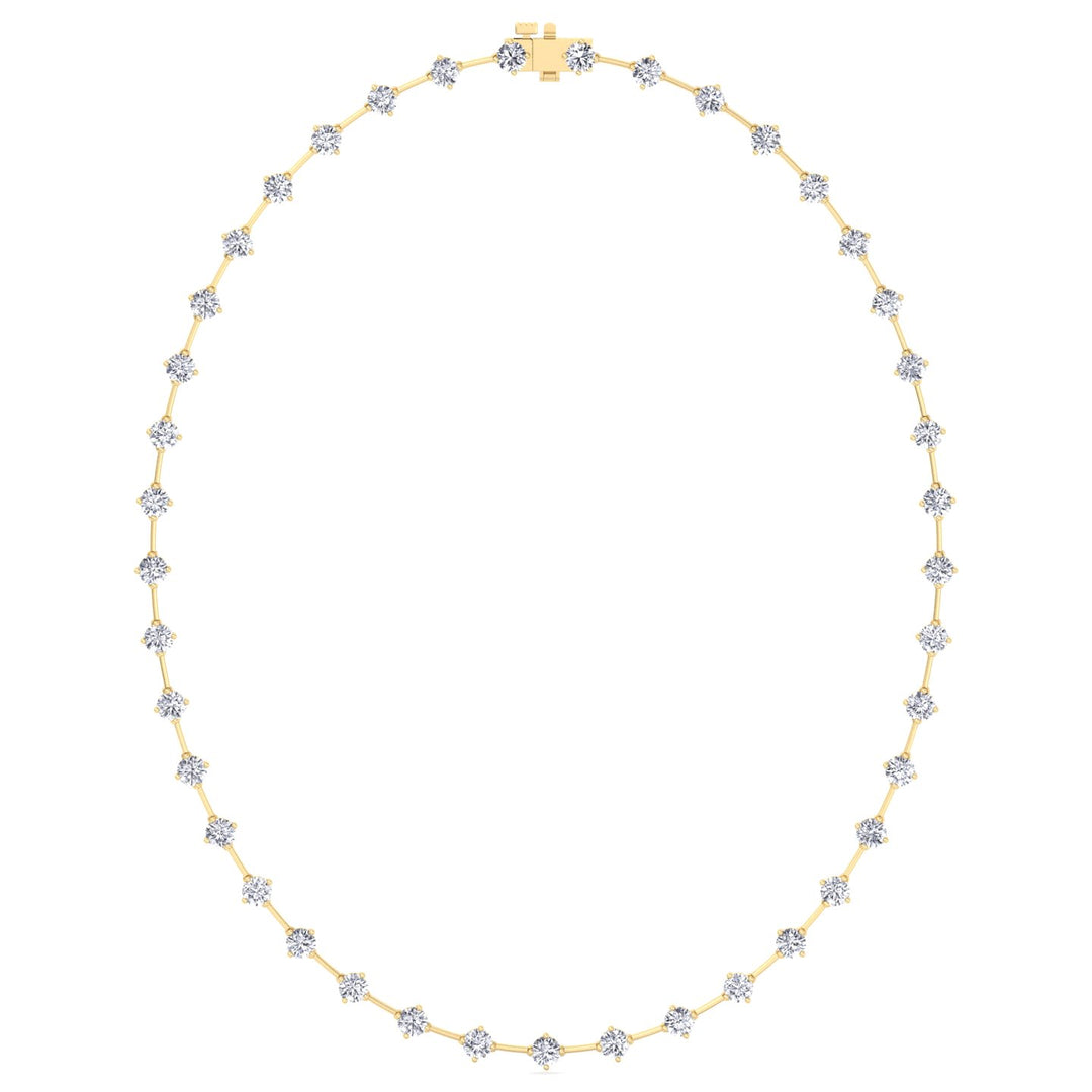 4-Prong Round Natural Diamond Bar Necklace Yellow Gold 14K 18K
