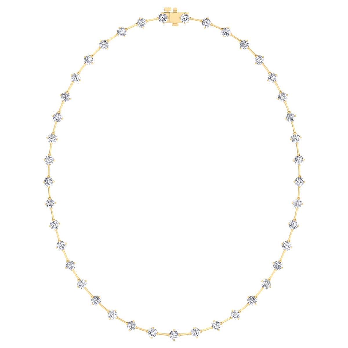 4-Prong Round Natural Diamond Bar Necklace Yellow Gold 14K 18K