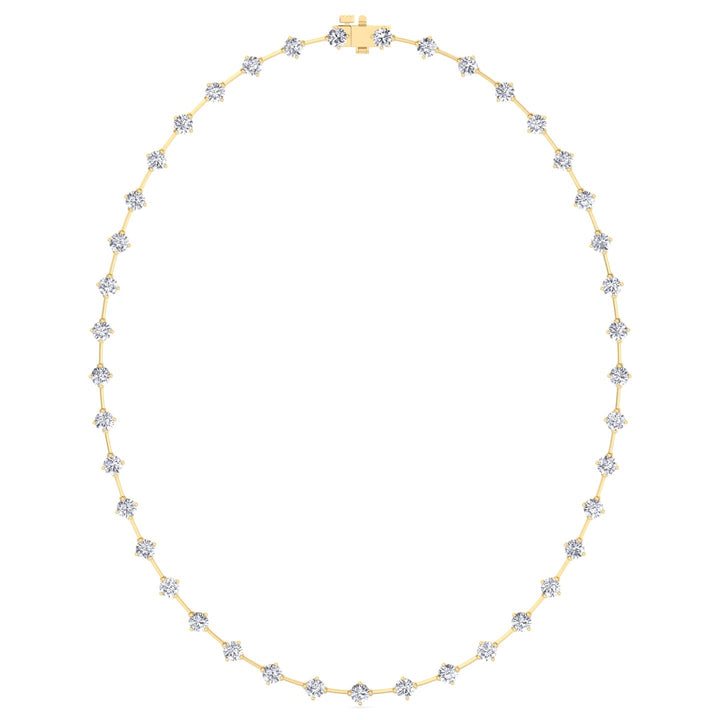 4-Prong Round Natural Diamond Bar Necklace Yellow Gold 14K 18K
