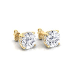 Invisible Halo Natural Diamond Studs-14K-18K-Yellow Gold