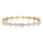 Round Floral Style Natural Diamond Tennis Bracelet YG 2