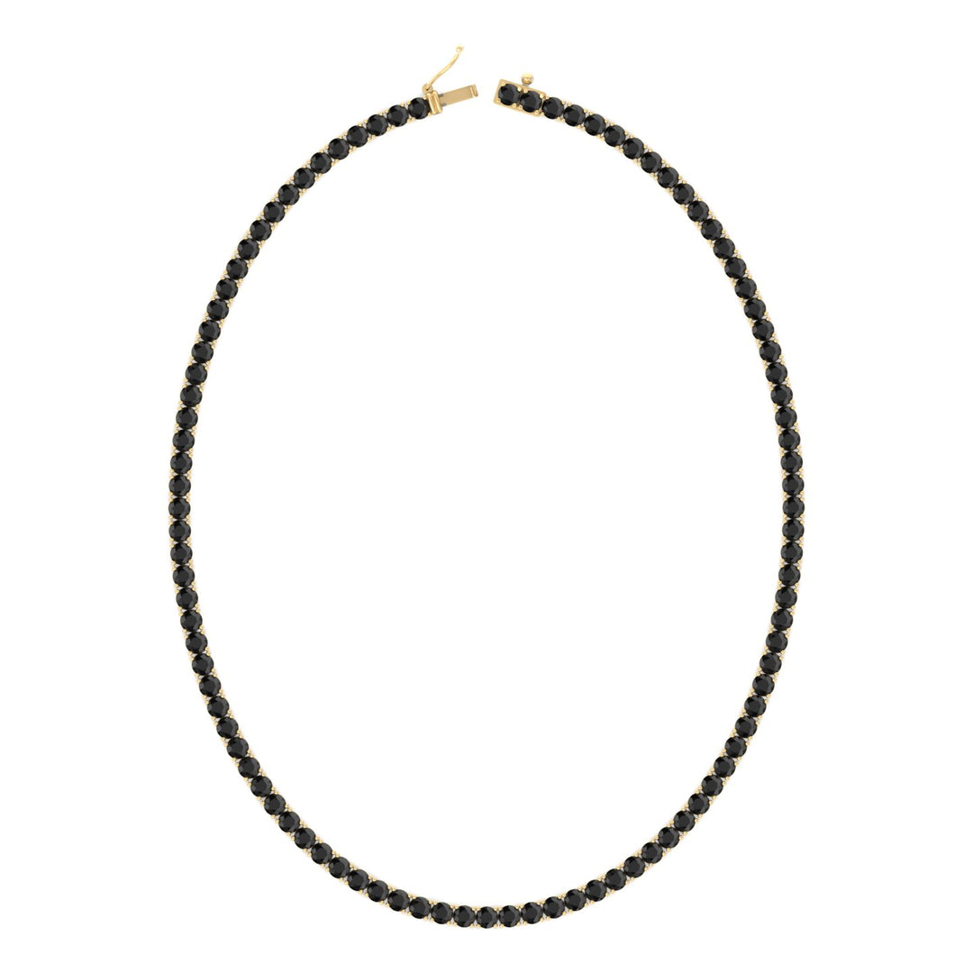 Men's Black Diamond Tennis Necklace 14K Solid Gold