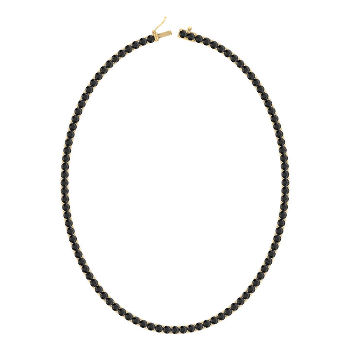 Men's Black Diamond Tennis Necklace 14K Solid Gold