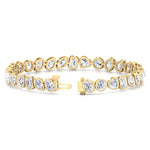 Bezel Multi Shape Natural Diamond Tennis Bracelet in Solid Gold 6CT 11CT Yellow